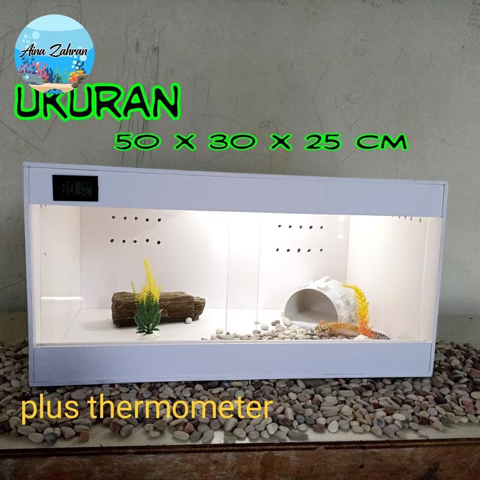 Jual terarium reptile/kandang reptile plus hiding cave dan thermometer ... Jual terarium reptile/kandang reptile plus hiding cave dan thermometer ...