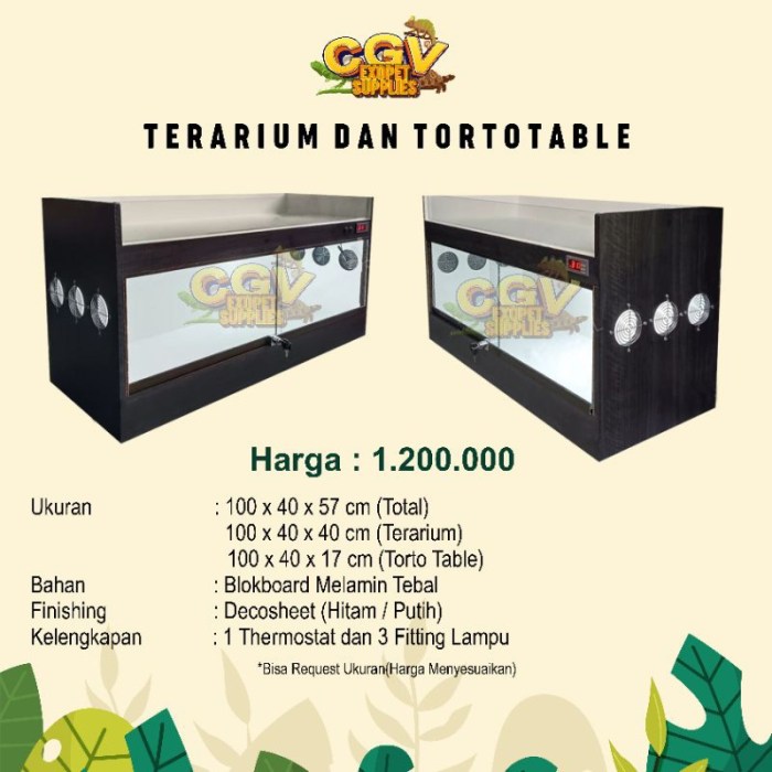 Jual Terarium + Torto Table Kandang Reptil kura kura darat iguana ...