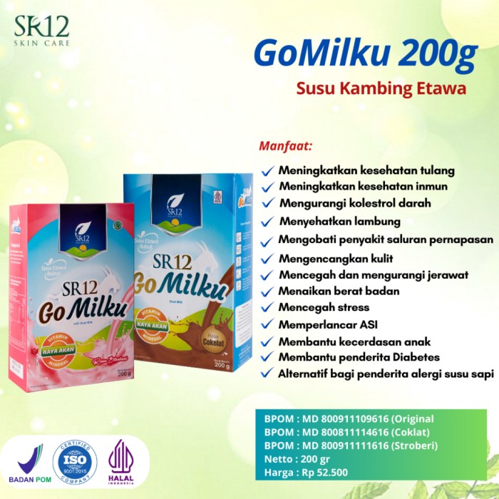 Jual Susu Kambing SR12 Gomilku 200gr Go Milku Susu Bubuk Etawa Halal ... Susu kambing di Balong Panggang, Gresik