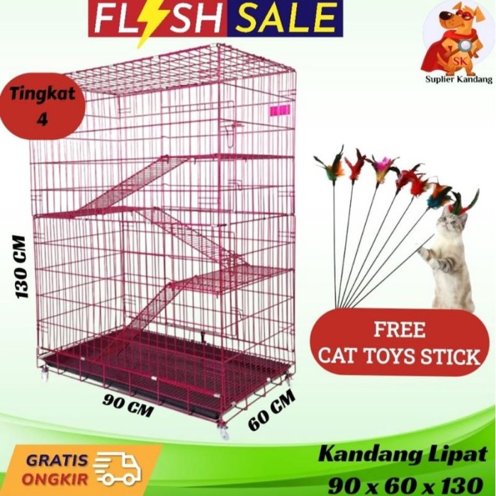 Jual Kandang Kucing 4 Tingkat + Roda + Besi Tebal Lipat Size XXL ... SEMPATI KANDANG ANJING 3 TINGKAT SIZE XXL 130X90X60 KANDANG REPTIL SUGAR GLIDER MONYET KANDANG HEWAN KCG3XXL
