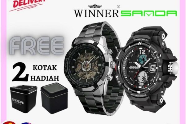 Kawankarib 🔥Jam Tangan BUNDLE🔥2 in 1 Jam Tangan lelaki Sanda and Winner ...