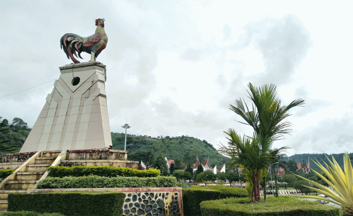 Rumah Gadang Batungganai, Kabupaten Solok Punya Tugu Ayam, Moncongnya ... Budidaya ayam di Tanjung Gadang, Kabupaten Sijunjung